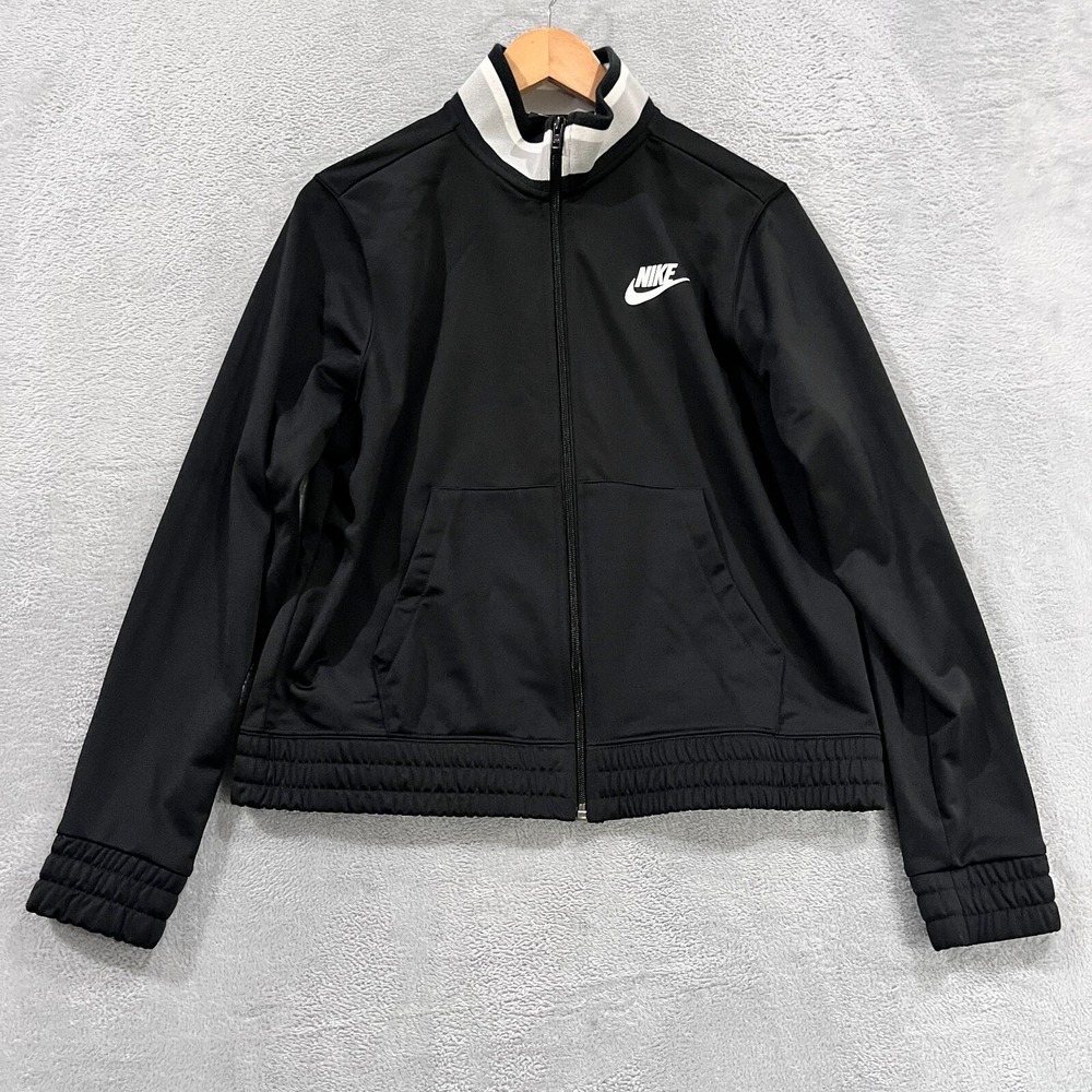 Nike Sportwear Jacket Womens Medium Black Heritage Polyknit Track‎ DJ1097-010